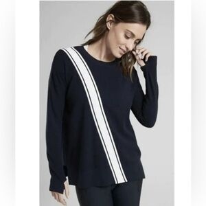 Athleta Streetwise Pullover Sweater, Size XL, Navy and White